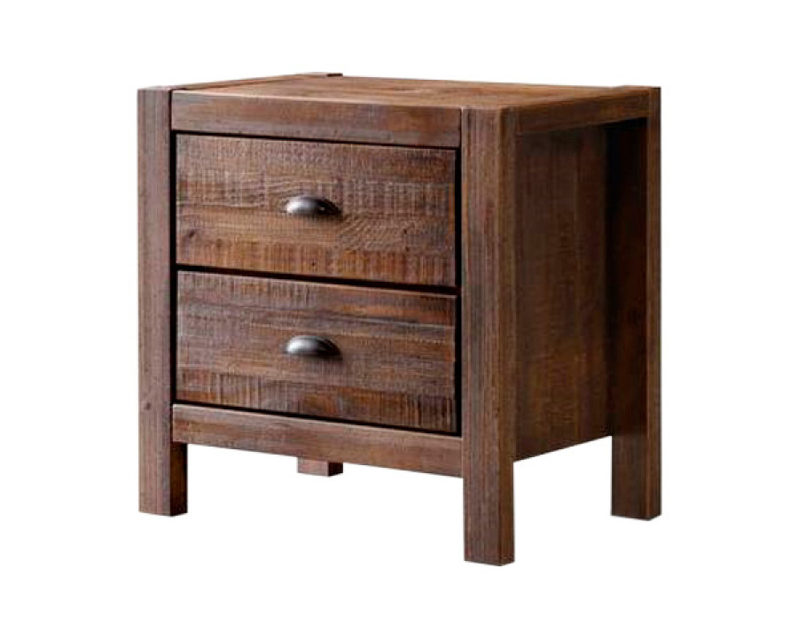 FaFurn Farmhouse Solid 2 Drawers End Table - Walnut, Wood