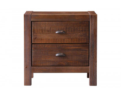 FaFurn™ Farmhouse Solid 2 Drawers End Table - Walnut, Wood