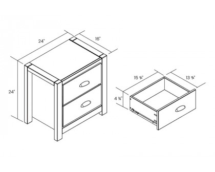 FaFurn™ Farmhouse Solid 2 Drawers End Table - Walnut, Wood