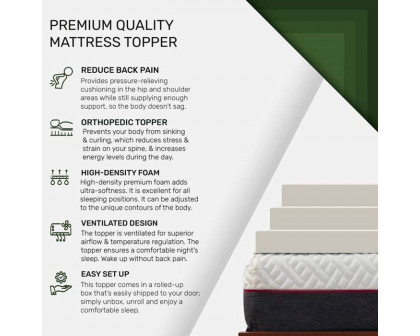 FaFurn Full Size Mattress Topper Pad - Trick Plush Foam, Medium Firm