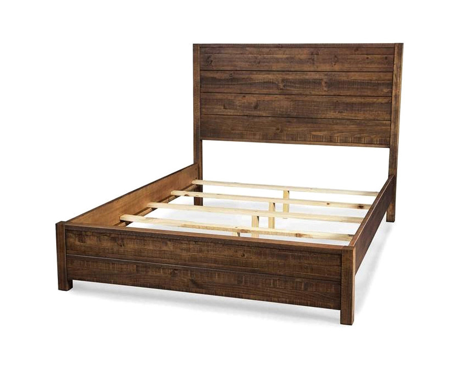 FaFurn Farmhome Solid Pine Platform Bed - Walnut, Queen Size