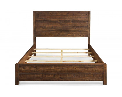 FaFurn Farmhome Solid Pine Platform Bed - Walnut, Queen Size