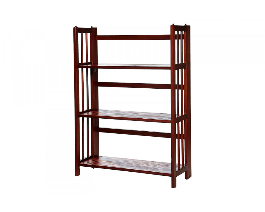 FaFurn 3-Shelf Folding Bookcase Storage Shelves - Walnut