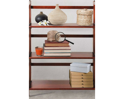 FaFurn 3-Shelf Folding Bookcase Storage Shelves - Walnut