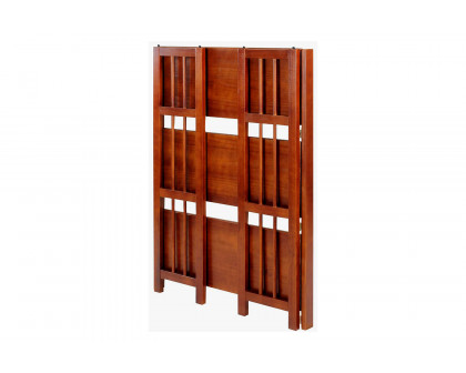 FaFurn 3-Shelf Folding Bookcase Storage Shelves - Walnut