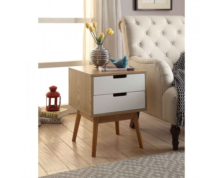 FaFurn - Modern Nightstand in White Ash Oak, Wood