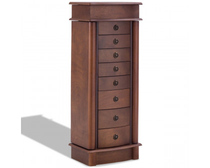 FaFurn - Jewelry Armoire Chest with Mirror in Brown, Wood