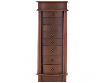 FaFurn - Jewelry Armoire Chest with Mirror in Brown, Wood