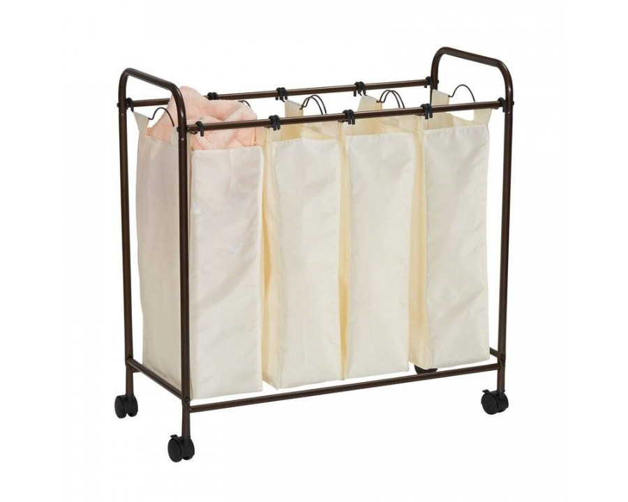 FaFurn - Farmhouse Laundry Sorter Cart in 4-Section