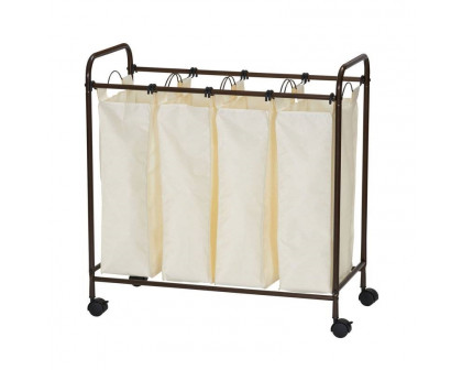 FaFurn - Farmhouse Laundry Sorter Cart in 4-Section