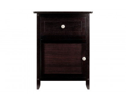 FaFurn Wood Finish 1-Drawer Bedroom Nightstand/End Table - Espresso