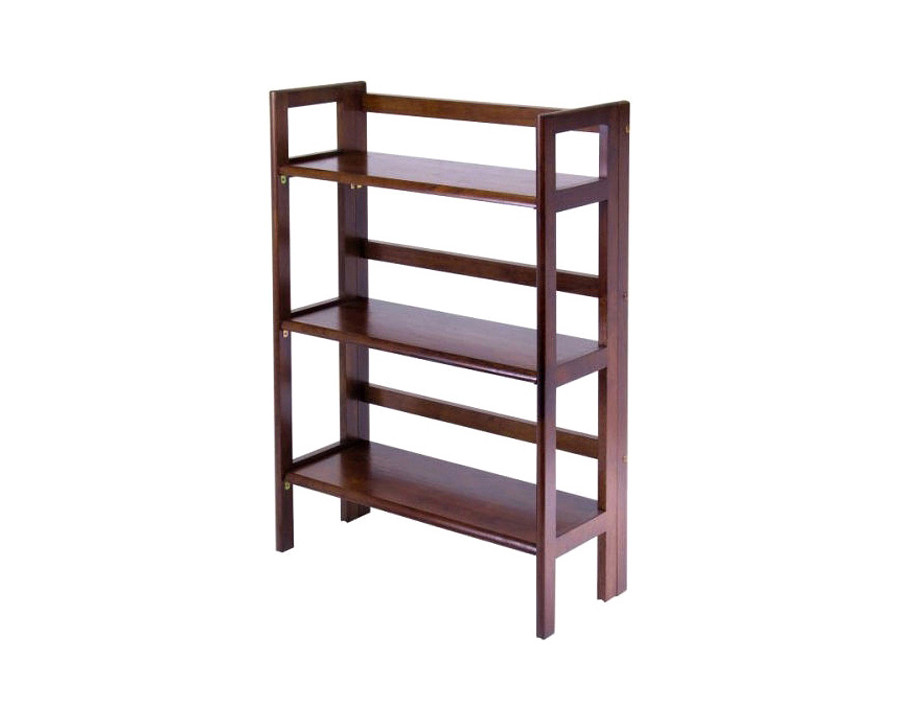 FaFurn - 3-Shelf Stackable Folding Bookcase in Distressed Walnut Finish