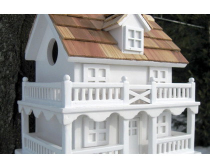 FaFurn - White Cottage Style Wood Birdhouse with Unpainted Nest Box Bird House