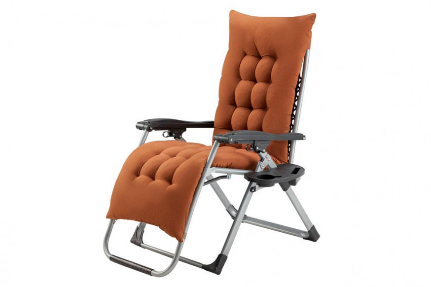 FaFurn™ Folding Recliner Chair with Removable Cushion - Brown, Fabric