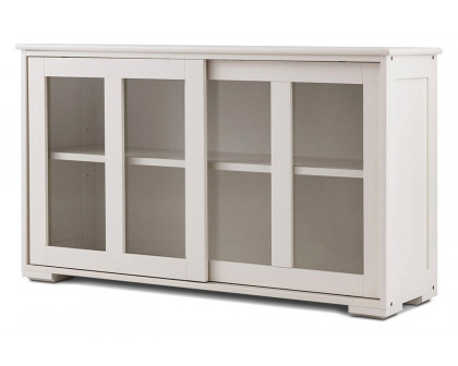 FaFurn - Modern Cream White Wood Buffet Sideboard Cabinet with Glass Sliding Door