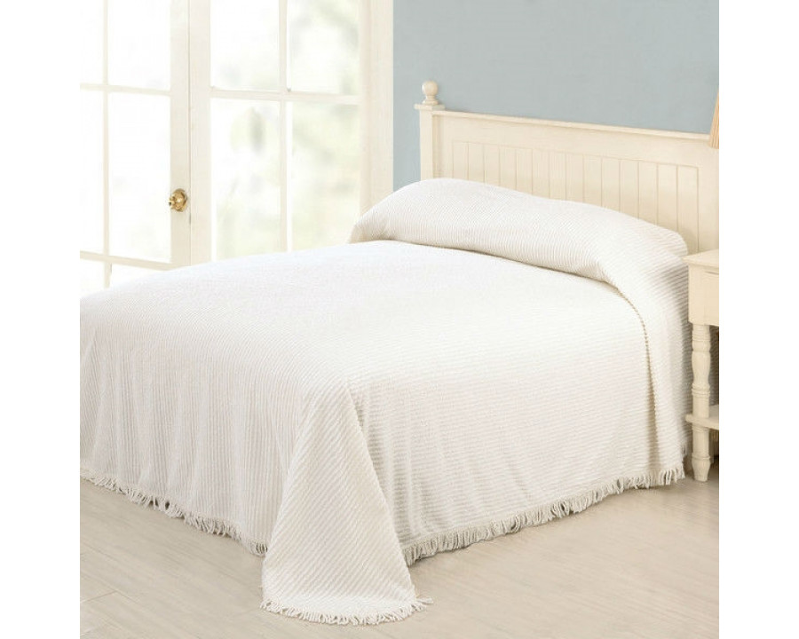 FaFurn - King Size Bedspread Set with Fringed Edges in Cotton