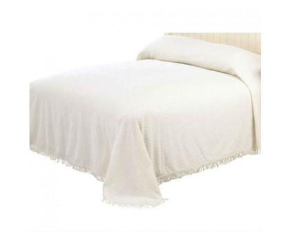 FaFurn - King Size Bedspread Set with Fringed Edges in Cotton