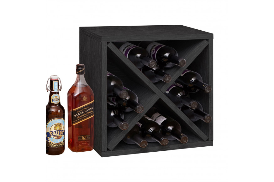 FaFurn™ Stackable 12 Bottle Wine Rack - Black