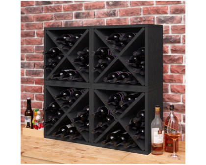 FaFurn™ Stackable 12 Bottle Wine Rack - Black