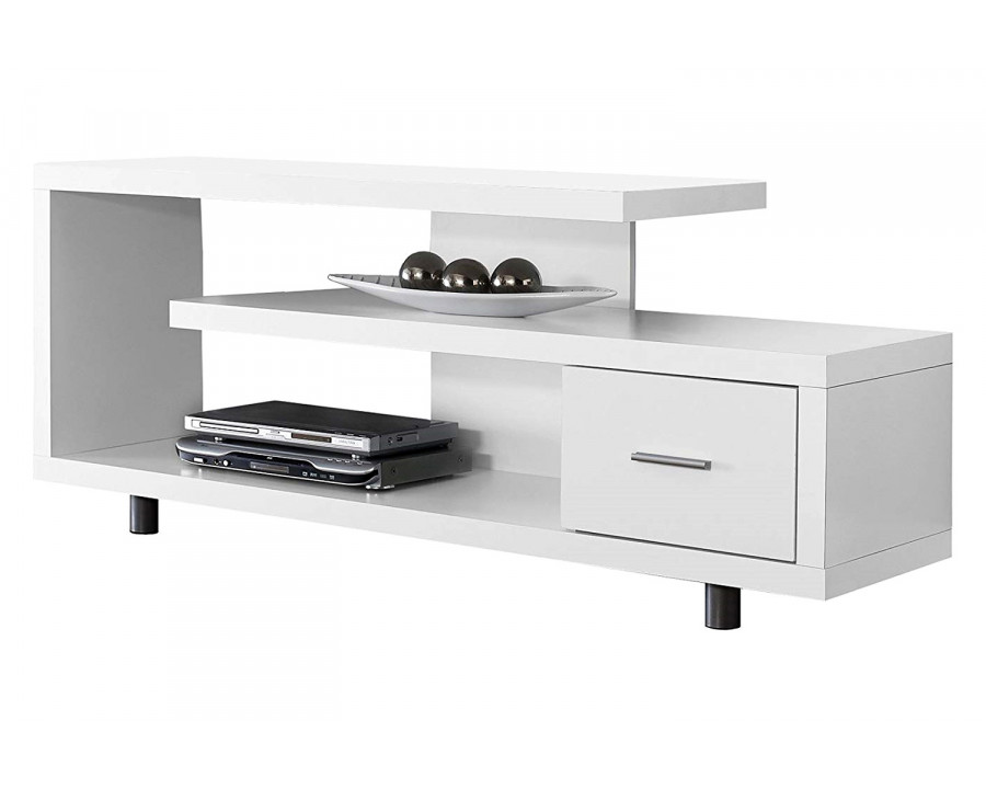 FaFurn - White Modern TV Stand Fits Up To 60-Inch Flat Screen Tv