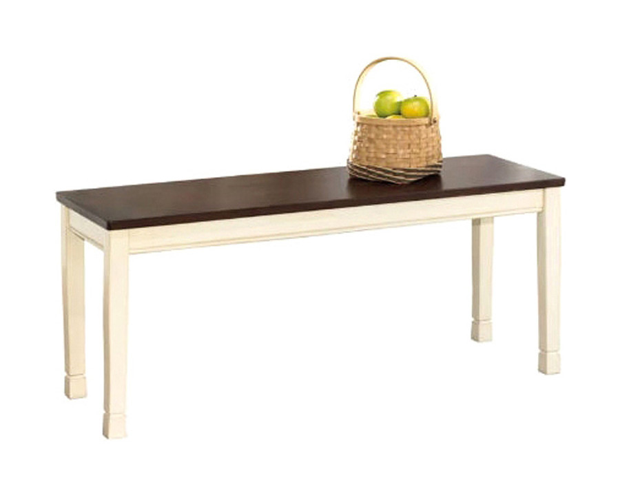 FaFurn - Kitchen Seating Wooden Bench in White and Brown Finish