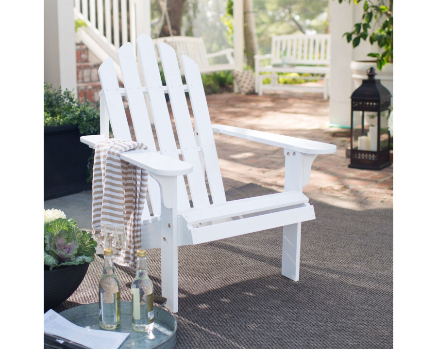 FaFurn - Adirondack Chair with Comfort Back Design in White, Wood