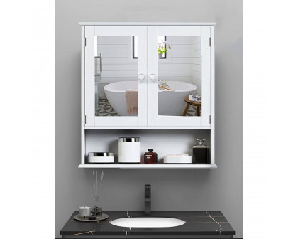 FaFurn Bathroom Cabinet with Shelf - White, Wood