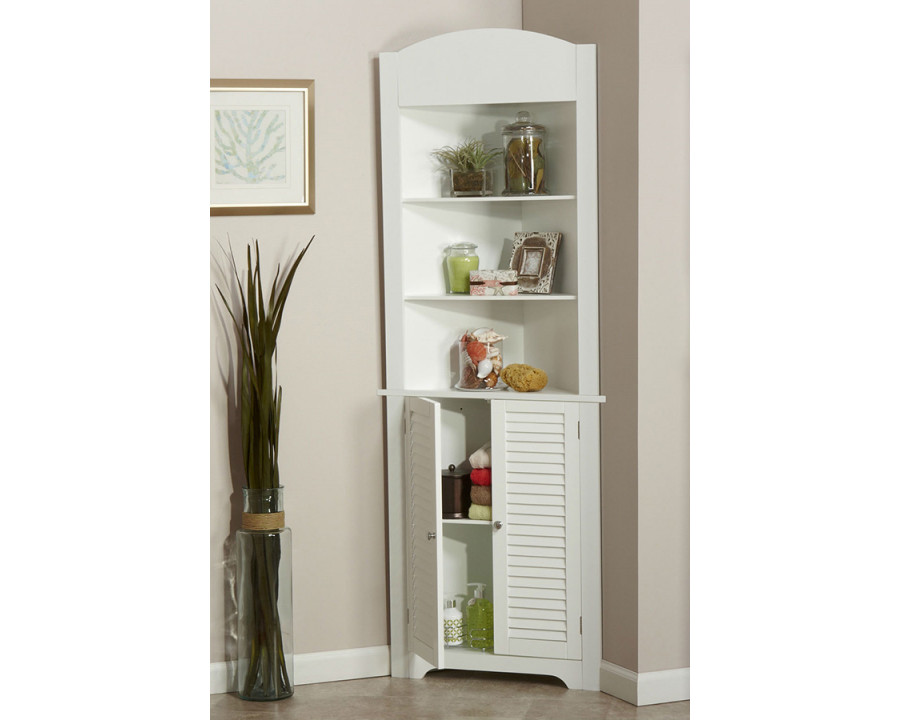 FaFurn - Bathroom Linen Tower Corner Storage Cabinet with 3 Open Shelves