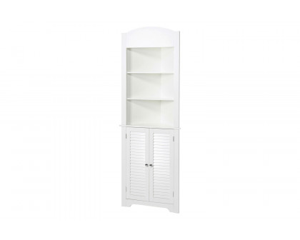 FaFurn Bathroom Linen Tower Corner Storage Cabinet with 3 Open Shelves - White