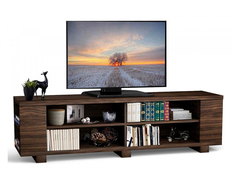 FaFurn Modern TV Stand in Wood Finish Holds Up To 60-Inch TV - Walnut