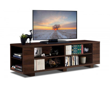 FaFurn Modern TV Stand in Wood Finish Holds Up To 60-Inch TV - Walnut