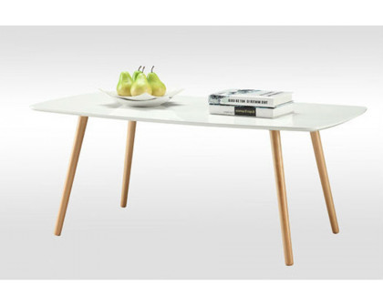 FaFurn™ - White Top Mid-Century Coffee Table with Solid Wood Legs