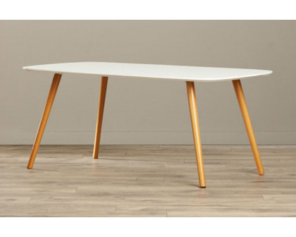 FaFurn™ - White Top Mid-Century Coffee Table with Solid Wood Legs