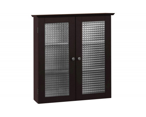 FaFurn - Bathroom Wall Cabinet with Two Glass Doors in Dark Espresso