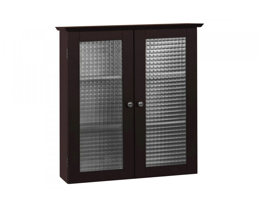 FaFurn - Bathroom Wall Cabinet with Two Glass Doors in Dark Espresso