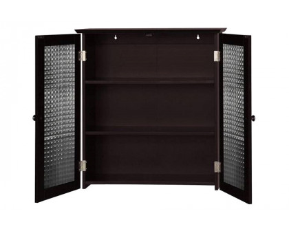 FaFurn - Bathroom Wall Cabinet with Two Glass Doors in Dark Espresso