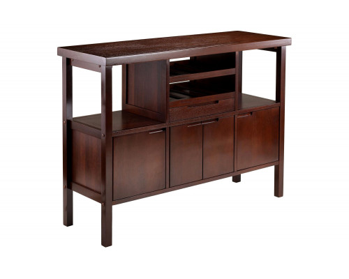 FaFurn - Sideboard Buffet Table Wine Rack in Brown Wood Finish