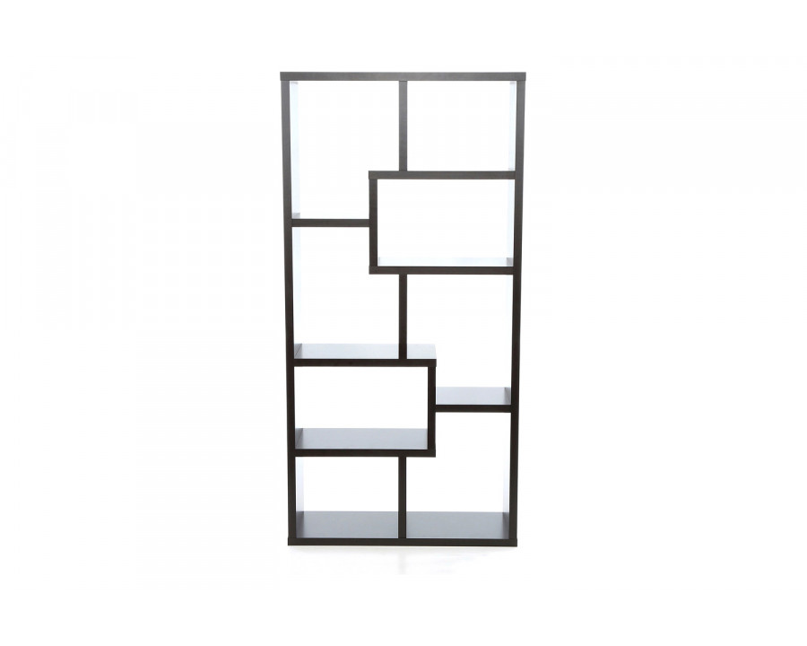 FaFurn - Modern 70-In High Display Cabinet Bookcase in Dark Brown Wood Finish