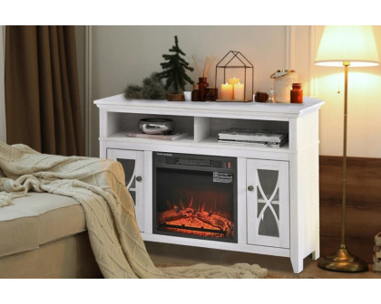 FaFurn - Electric Fireplace Mantel TV Stand with Adjustable Shelves 2 Storage Cabinets