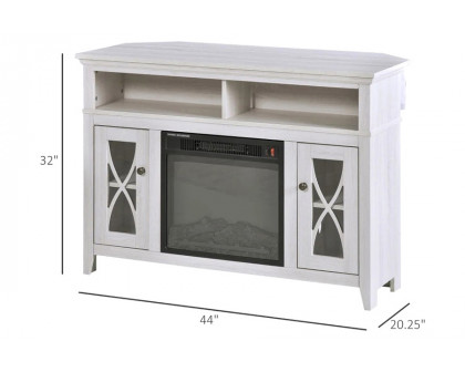 FaFurn Electric Fireplace Mantel TV Stand with Adjustable Shelves 2 Storage Cabinets - Rustic White