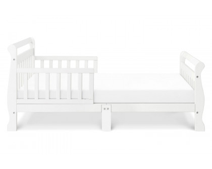 FaFurn Wooden Modern Toddler Sleigh Bed with Slatted Guard Rails - White