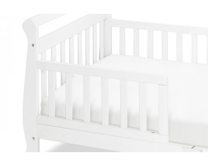 FaFurn Wooden Modern Toddler Sleigh Bed with Slatted Guard Rails - White