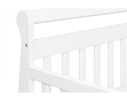 FaFurn Wooden Modern Toddler Sleigh Bed with Slatted Guard Rails - White