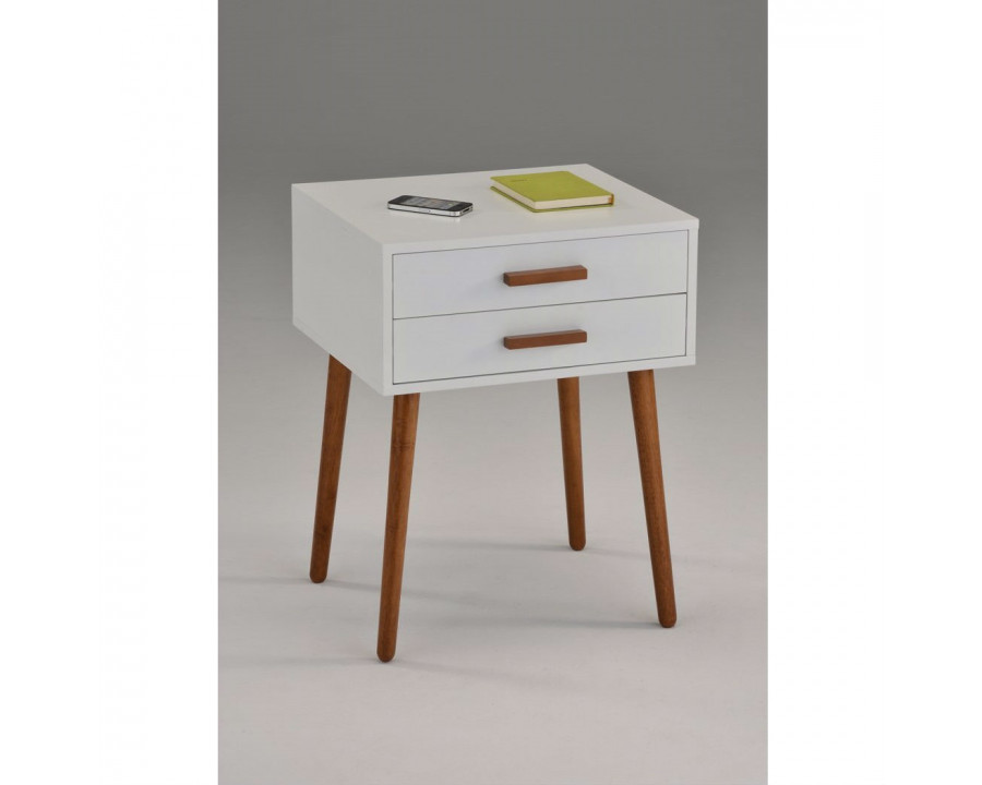 FaFurn - Modern 2-Drawer Nightstand in White Dark Oak, Wood