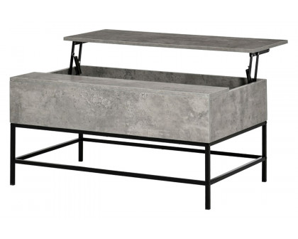 FaFurn - Modern Lift Top Coffee Table W/ Hidden Storage Black Metal Legs