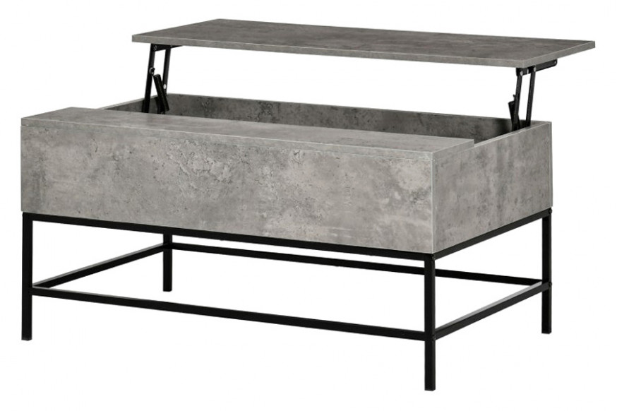 FaFurn™ Modern Lift Top Coffee Table W/ Hidden Storage Black Metal Legs - Gray