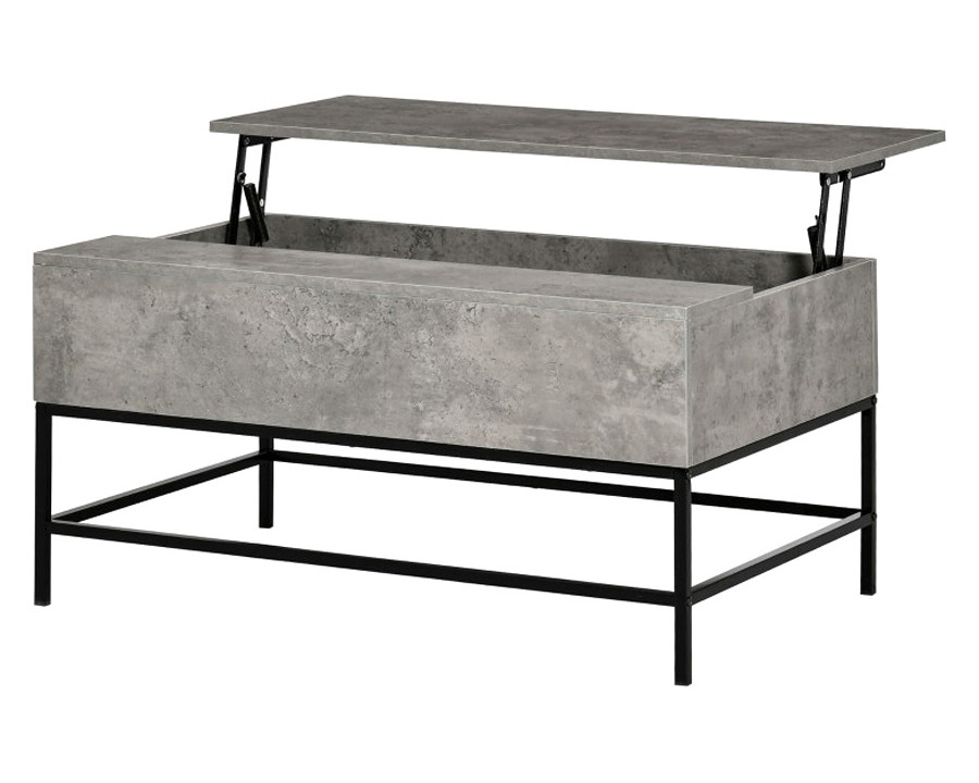 FaFurn Modern Lift Top Coffee Table W/ Hidden Storage Black Metal Legs - Gray