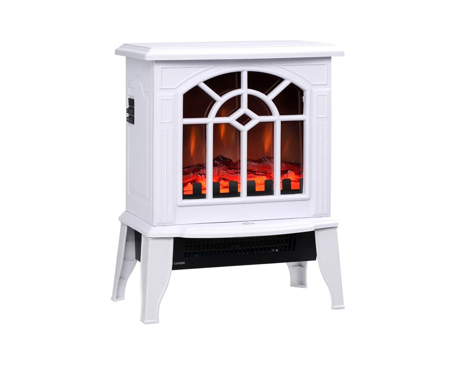 FaFurn Electric Fireplace Heater with Realistic Log Flame Led - White