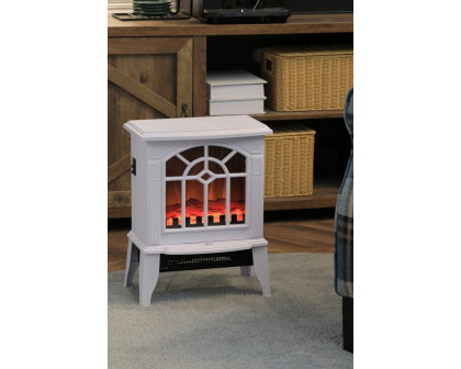 FaFurn Electric Fireplace Heater with Realistic Log Flame Led - White