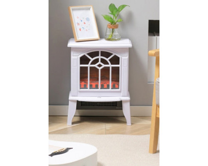 FaFurn Electric Fireplace Heater with Realistic Log Flame Led - White